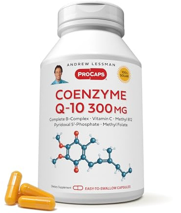 ANDREW LESSMAN Coenzyme Q-10 300 mg 60 Capsules - Essential for Energy Production and Optimum Key Organ Function, Anti-Oxidant Support, Depleted by Aging, Plus B-Complex. Easy to Swallow Capsules