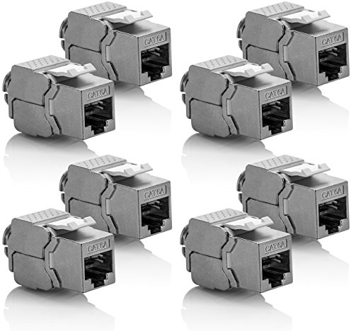 deleyCON 8x Modulo Keystone Presa CAT 6a STP RJ45 Completamente Schermata Senza Attrezzi Grazie al Montaggio a Innesto 500Mhz 10GBit/s