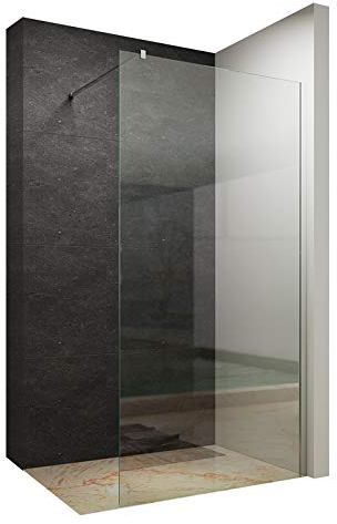 AQUABATOS 90x200cm Walk In Dusche 10mm Klarglas mit Nano Beschichtung Duschwand Glas Duschabtrennung Duschtrennwand Glastrennwand Glaswand für Duschwanne mit 90° Stabilisator
