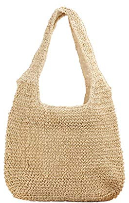 Ixkbiced Korbtaschen Damen Stroh Umhängetasche Mori EIN-Schulter-Strohsack Handgewebte Basttasche Korbtasche Sommer Strand Geldbörse Frauen Weben Handtasche für Arbeit Reise Outdoor