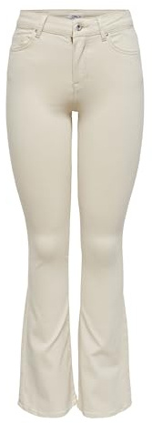 ONLY Jeans Svasati da Donna ONLBlush Life Mid Svasati, Ecru, S