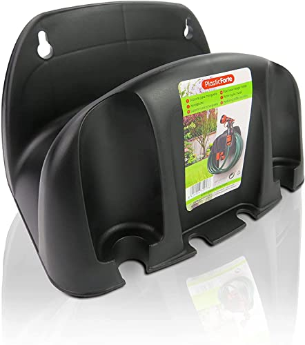 Soporte de Manguera para Pared y Jardín - Colgador para Manguera de Agua 24cm x 16cm x 16cm (Negro ABS)