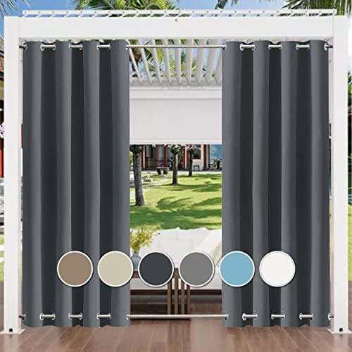 Aiyaoo Outdoor Vorhang Wetterfest Transparent 212x255cm BxH (1 Stück), UV Schutz Wasserabweisend Blickdicht für Pavilion Balkon Garten Patio, Anthrazit