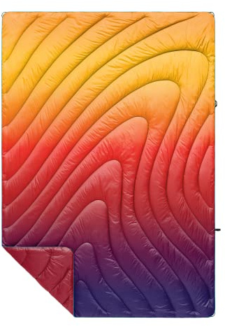 Rumpl Original Puffy Blanket - Warm Puffy Camping Blanket, 100% Recycled Polyester Insulation, Lightweight, Packable, Water-Resistant, Outdoor Puffer Blanket, 52x75, V1, Pyro Fade
