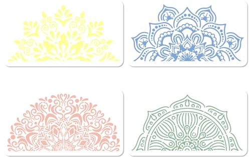 GORGECRAFT 4Stk 15x30cm Mandala-Schablonen Aus Kunststoff Mit Floralem Design Schablone Mit Blumenrand Wiederverwendbare Vorlagen Zeichnung Für DIY-Kunsthandwerk Malerei Wand Leinwand Heimdekoration