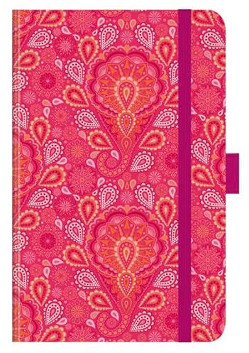Premium Timer Small Pink India - Kalender 2025 - Korsch-Verlag - Taschenkalender A6 mit Stifthalter, Lesebändchen und Zetteltasche - eine Woche auf 2 Seiten - 9 cm x 14 cm