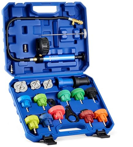 Orion Motor Tech 19tlg Kühlsystem Abdrückgerät Kühlsystemtester Kühler Abdrückgerät, farbkodiert, Kühlmittel Testkoffer zum Prüfen von Kühlsystemen