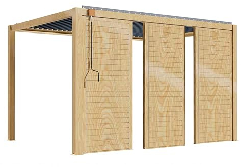 Oviala Pergola bioclimática autotransportada 3x4m de madera con 3 claustras