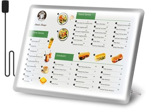 Spolehli LED-Lichtkasten, Posterrahmen, ultradünner Bilderrahmen, Menübrett, Präsentationstisch, Aluminiumprofil, Metallhalterung für Menüanzeige, Bar, Theke, Restaurant, Geschäft, Werbung, Display