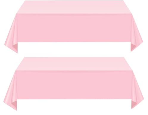 yayafunfun 2 Pezzi Tovaglie Rosa, 137 x 274 cm Tovaglia in Plastica, Rettangolare, Una Sola Volta，Impermeabile, Resistente all'olio per Compleanno, Matrimonio, Natale, La Tavola di Casa Festa