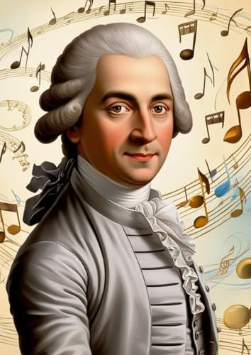 Notenheft: DIN A4 - 100 Seiten - Blanko Notenheft - Große Lineatur - Musik Schreibheft - Wolfgang Amadeus Mozart