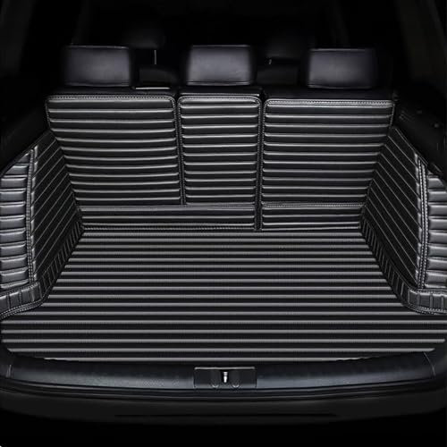 OINTJWWO Auto Leder Kofferraummatten Für Hyundai i30 2007-2009, Vollständiger Abdeckung Kofferraum Schutzmatte Kratzfeste Cargo Teppich Kofferraumwanne Kofferraum ZubehöR,B/Black-Beige