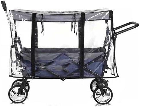 MVXBICIA GAWIHU Push Pull Folding Wagon Rain Cover, Canopy Trolley Cart Accessories, Collapsible Clear Rain Cover Canopy for Kids Outdoor Garden Beach Wagon Clear Rainproof Suit