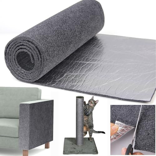 Selbstklebend Kratzmatte Katze, 300cmx40cm DIY Kratzbrett Katze, Kratzschutz Sofa Katze, Kratzbrett Katzen kratzschutz,Katzenkratzmatte für Schützt Katzenständer Sofa Möbelschutz (Grigio Scuro)
