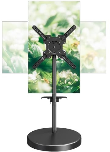 MOUNT PRO TV Rolling Stand - Floor TV Stand Mobile TV Cart for 26-65 inch Screens up to 77 lbs, Rotating TV Stand with Wheels for Home Office Outdoor, Height Adjustable & Metal Shelf, Max VESA 400x400