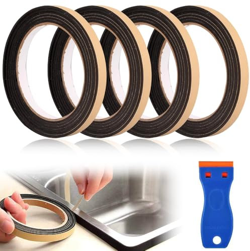 Ceranfeld, nastro sigillante per piano cottura, 8 m, nastro di montaggio per Ceranfeld, nastro sigillante autoadesivo, 10 mm x 2 mm, con piccolo raschietto per fornelli elettrici e piani cottura