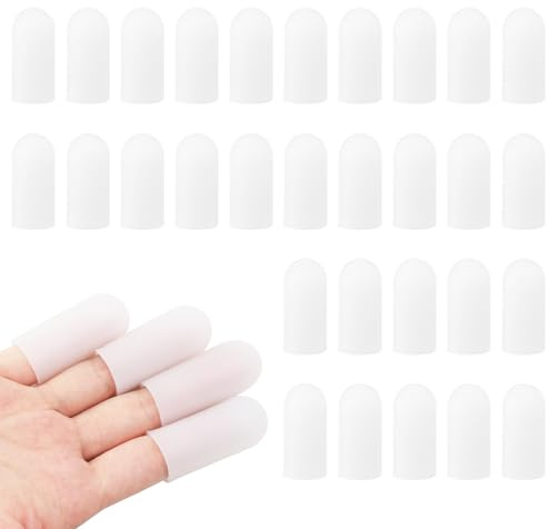ZMDMAH 30 Stück Fingerschutz Silikon Gel Finger Sleeves Gummi-Fingerkuppenschutz Wasserdicht Daumenschutz Fingerschutz Bei Verletzung für Triggerfinger Handekzem Fingerarthritis Fingerknacken (Weiß)