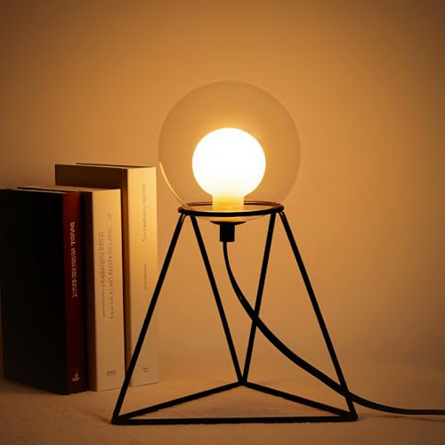 Lamptobe Vintage Bedside Table Lamp for Bedroom, Glass Globe Bedside Lamps with G9 LED Bulb, Dimmable 2200K Warm White Eye-Care Light for Living Room End Table Kitchen Corner Office
