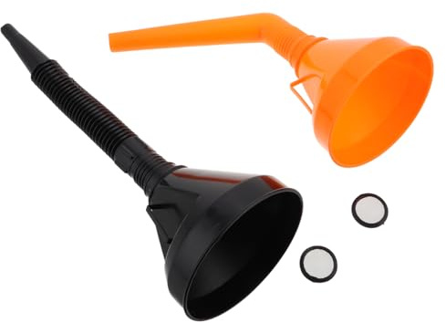 Alipis 2 Pièces Lot D'entonnoirs Pour Huile Moteur Et Essence Plastique Avec Filtre Pour Véhicule Courbé Et Droit