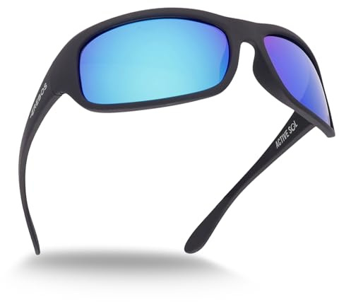Gafas de sol EREBOS categoría 4 – extra oscuras para hombre y mujer, polarizadas, con efecto espejo, gafas glaciares CAT 4, UV 400, gafas para ojos fotosensibles, L | Espejo Azul