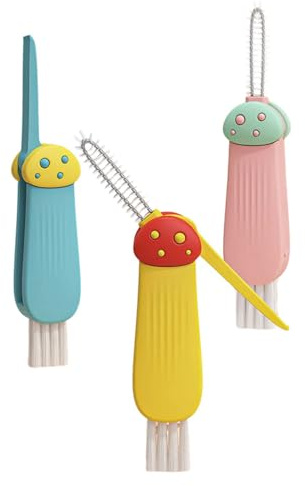 Ergonomic Cup Lid Cleaning Brush Set For Bottle Lid Cup Crevices Compactly Mushroom Design Easy Maintenances Tool Multifunctional Bottle Gaps Cleaning Brush