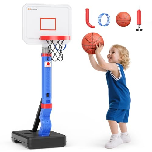STYPLZ Canasta de Baloncesto para niños, aro de Baloncesto Ajustable en Altura para Exteriores e Interiores, para niños pequeños, Juguete de jardín para niños y niñas