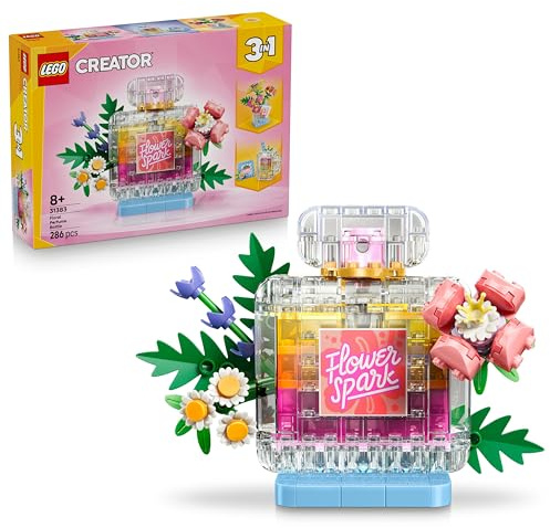 LEGO Creator 3-in-1-Set Parfümflasche mit Blumendeko - Bauspielzeug mit 3 Bauoptionen: Parfümflasche, Blumenvase oder Smoothie - Geschenkidee für Kinder ab 8 Jahren - 31383
