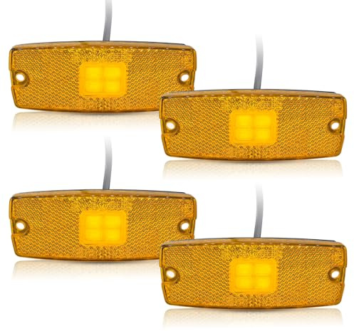 AOJO 4 * Seitenmarkierungsleuchte LED Orange, 12V 24V Begrenzungslicht Gelb Wasserdicht für LKW, PKW-Anhänger - Inkl.Schrauben (KIT-B)