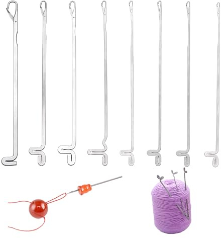 LIANCHEN 8 Stück Häkelnadel Set Häkelnadeln Latch Häkelnadel Haken Stricken Werkzeuge Zubehör,Gehäkelter Nadel für Anfänger und Häkelliebhaber Für Armbänder, Perlen und DIY (Edelstahlfarbe)