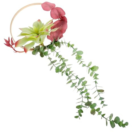 Toyvian Guirnalda Colgante de Suculentas Artificiales con Base de Bambú Decoración para Pared Interior y Exterior Resistente Mantenimiento para Bodas y Eventos Familiares
