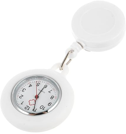 TOYANDONA Krankenschwester Taschenuhr Clip On Einziehbar, Weiße Quarz Uhr | Silikon Krankenschwesteruhr, Krankenschwester Beobachtet, Taschenuhr für Krankenschwestern, Pflege Uhr