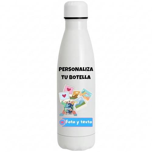 Fresh-Ko - Botella Termica Personalizada - 500 ml - Hasta 12 Horas Fria - Tapón Hemético - Botella Personalizada - Foto y Texto - Botellas Personalizadas - Botella agua termica