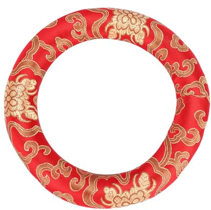 KIMISS Cojín de Seda de 16 Cm para Cuenco Tibetano, Cojines de Meditación Redondos de Brocado de 18 Cm, Cuencos Accesorios para Almohada de Anillo, Azul (rojo)