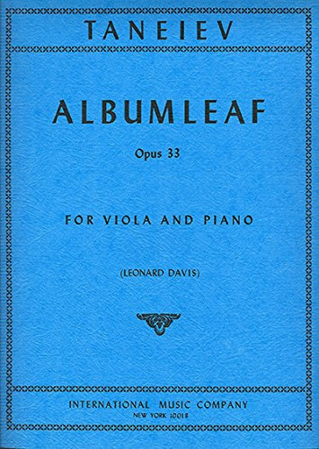 TANEYEV S. - Hojas de Album Op.33 para Viola y Piano (Davis)