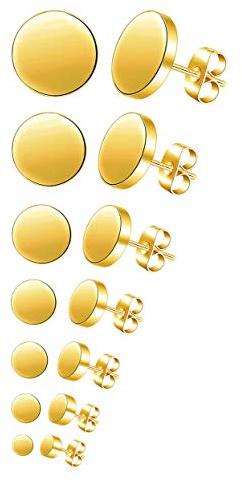 Feilok 7/14 par kreolska örhängen i rostfritt stål för män tunnelörhängen för kvinnor falska pluggörhängen piercade örhängen 3 4 5 6 8 10 12 mm svarta silverörhängen set, Rostfritt stål