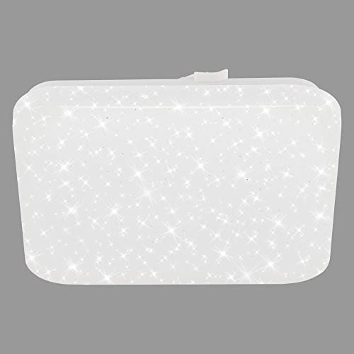 Briloner Leuchten - Lámpara de techo LED, con decoración de estrellas, 8 vatios, 900 lúmenes, 4000 Kelvin, blanca, cuadrada, 220x220x50 mm (Largo x ancho x alto)