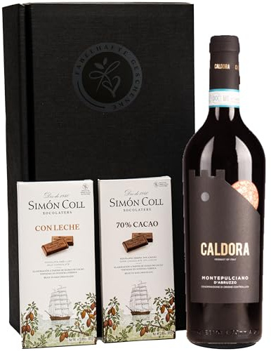 Geschenkset italienischer Rotwein Montepulciano d'Abruzzo mit edler Schokolade von Simón Coll