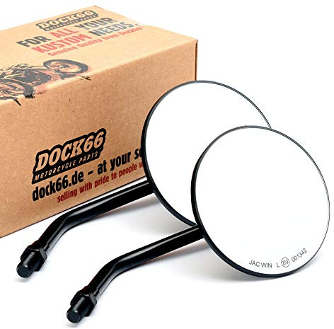 1 Paar Custom Spiegel rund 4/10cm schwarz mit E-Zulassung, für japanische Motorräder