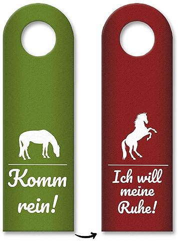 trendaffe Komm rein - Ich will meine Ruhe Türhänger in Rot und Grün mit Pferd Motiv