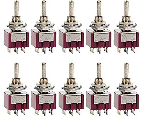 ETOPARS 10 Stück Mini Miniatur Kippschalter EIN-EIN 6A 125V / 3A 250V 6 Kontakte DPDT 2 Position Auto Armaturenbrett Wippschalter Lötanschluss