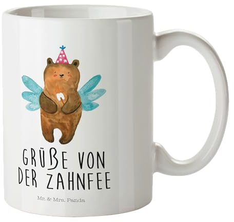 Mr. & Mrs. Panda Kindertasse Bär Zahnfee - Geschenk, Milchzahn, Teddy, Kindergeburtstag, Fee, Bruchsicher, Kinderbecher, Trinklernbecher, Erster Zahn, Tasse Für Kleinkinder