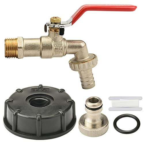 Nutmanel Rubinetto Giardino 1/2, Rubinetto esterno da Giardino Ottone, IBC Rubinetto Cisterna 1000L S60X6, Antiruggine e Resistente al Gelo, per Giardino, Lavatrice, Pioggia Barile