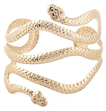 JIgeren Alloy Armband Upper Arm Bracelet Metal Coil Swirl Snake Shape Armband Cuff Fashion Simple Arm Bangle Armlet Adjustable Gold