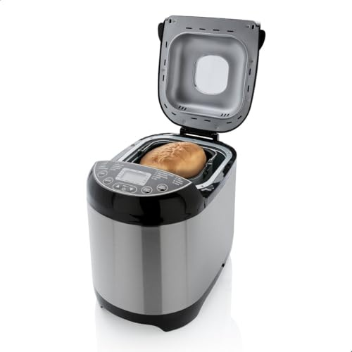 Brabantia BBEK1114 Machine à pain - 19 programmes - Minuterie 15 heures - Fonction maintien au chaud - 3 niveaux de brunissage - Convient aux régimes et aux allergies - Acier inoxydable