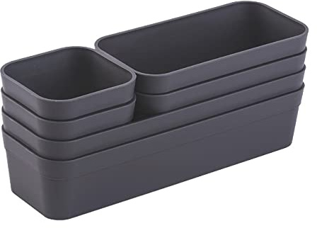 Gariella 1x Schubladen-Organizer Set Aufbewahrungs-Box Einteiler verstellbar anthrazit