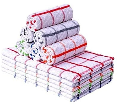 Alanna Jones 100% Cotton Check Terry Tea Towels Jumbo Dish Cloth For Kitchen Restaurant Bars 70x50cm Extra Large