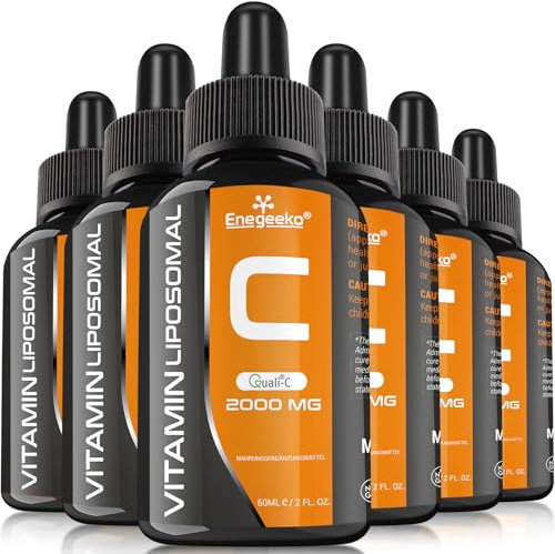 Vitamine C Liposomale 2000 mg | Sans OGM | pH Neutre | Végane, Gouttes (60 ml (Lot de 6))