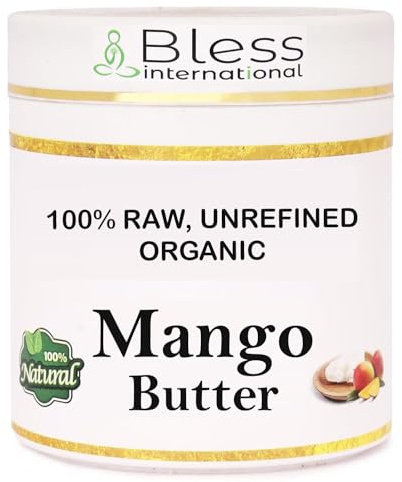 Burro organico Raw Mango 100% puro, naturale e non refined| idratante per viso, corpo e capelli | 1 LBS/450 GM Avory/White Grade A | Creams, balms, lozioni, soaps | Softens Dry & Tough Skin