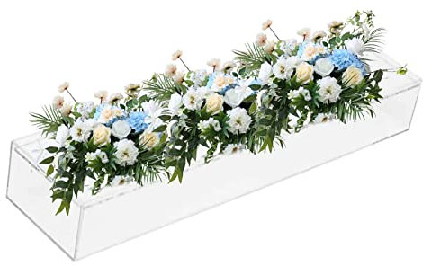 Jarrón de flores rectangular acrílico - Jarrón transparente con 18 agujeros | DIY Floral central para mesa de comedor, boda