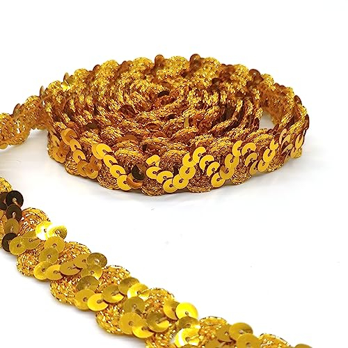Hayaww 15 Yards 15mm Pailletten Bänder, BauchtanzgüRtel Paillettenband Paillette Paillette Trim Paillettenband Glitzer Borte Aus Dekoband FüR Diy NäHen KostüMe Handwerk Verzierungen (Gold)